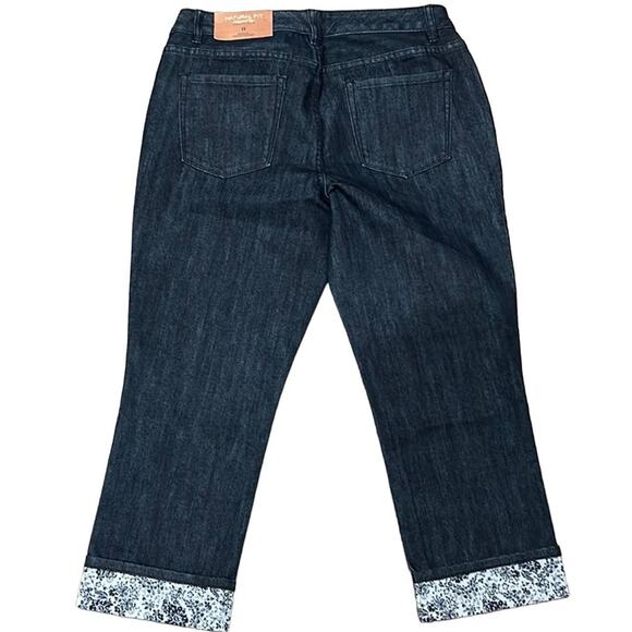 NWT Coldwater Creek Natural Fit Floral Cuff Crop Jeans  8 - Picture 2 of 7